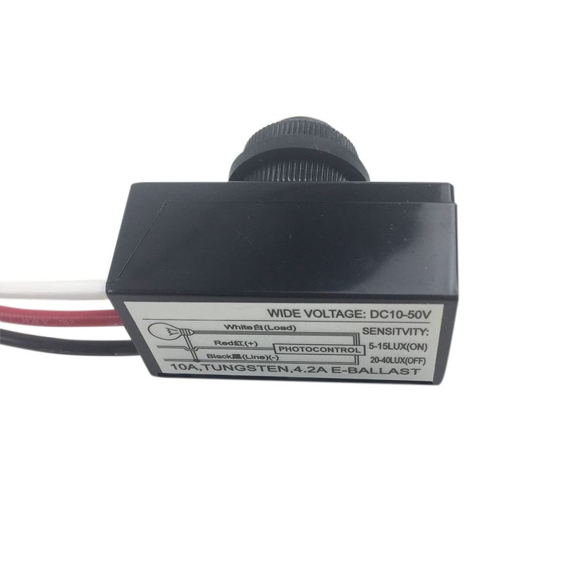 Proshopping DC 12V 24V 36V 48V Outdoor Sensor Photoelectric Switch, 5A Dusk to Dawn Photocell Switch, Mini Auto Photoswitch, Hard-Wired Post Eye Light Control Switch - for Outdoor Light(DC8-50V) - Image 5